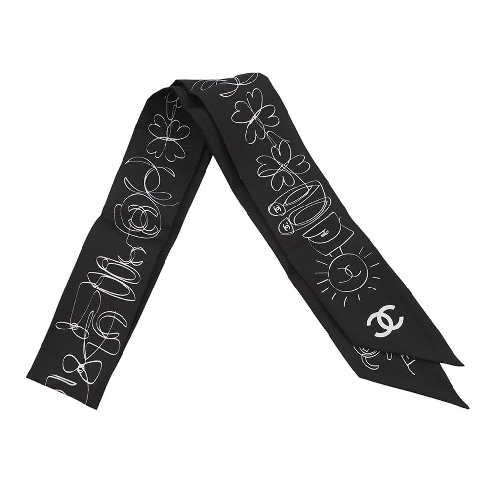 シャネル スカーフ ココマーク 総柄 シルク CHANEL 黒 | 中古・新品