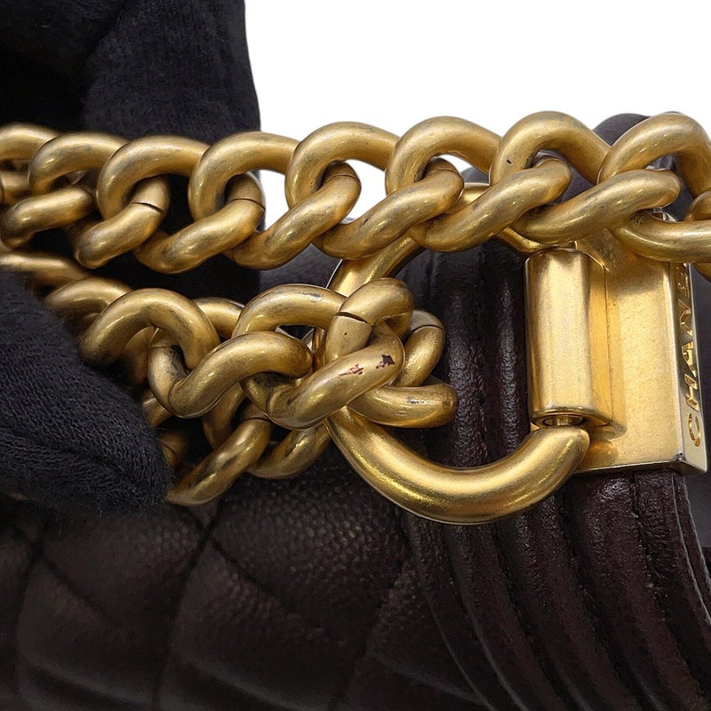 シャネル チェーンショルダーバッグ マトラッセ ココマーク ボーイシャネル スモール キャビアスキン AS3350 CHANEL 2way