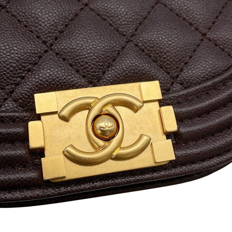 シャネル チェーンショルダーバッグ マトラッセ ココマーク ボーイシャネル スモール キャビアスキン AS3350 CHANEL 2way