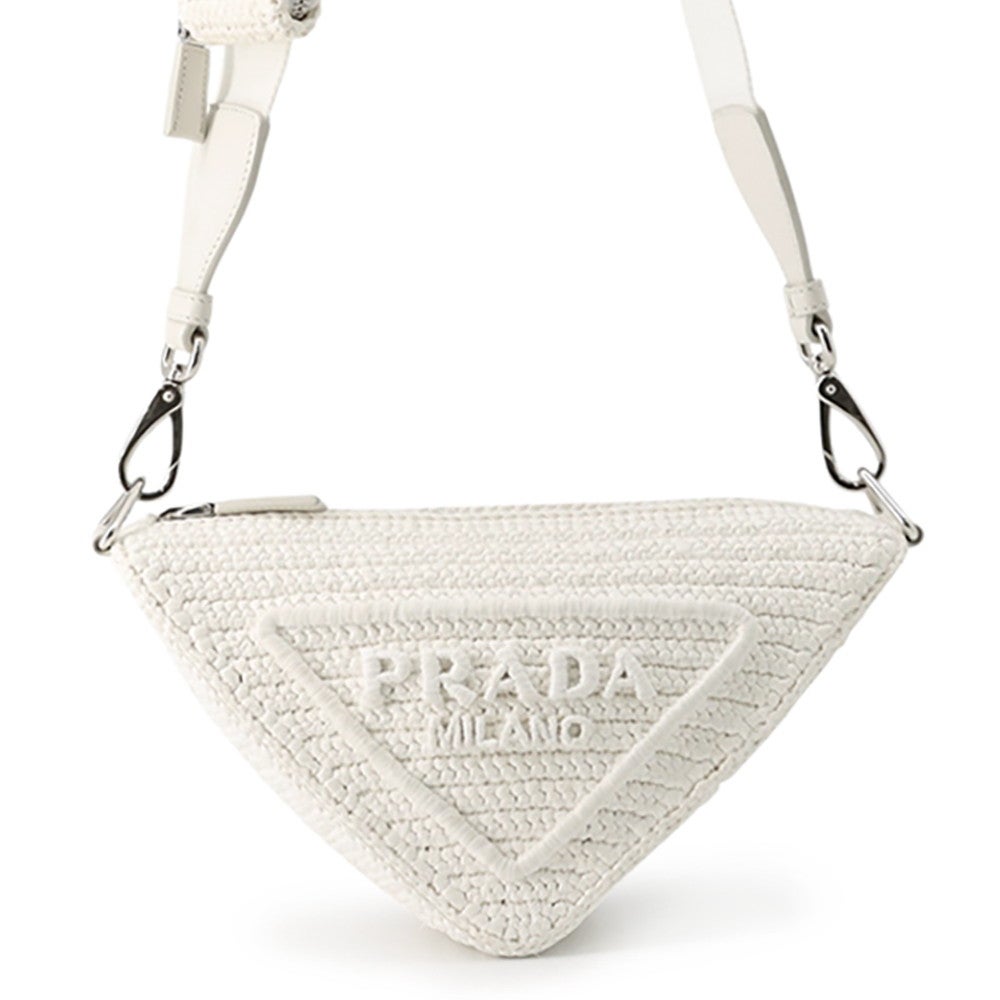 プラダ ショルダーバッグ トライアングル ラフィア 1BH190 PRADA 白