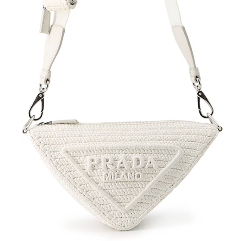 プラダ ショルダーバッグ トライアングル ラフィア 1BH190 PRADA 白