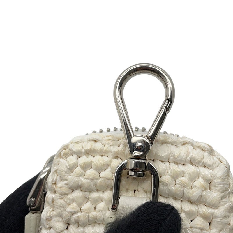 プラダ ショルダーバッグ トライアングル ラフィア 1BH190 PRADA 白