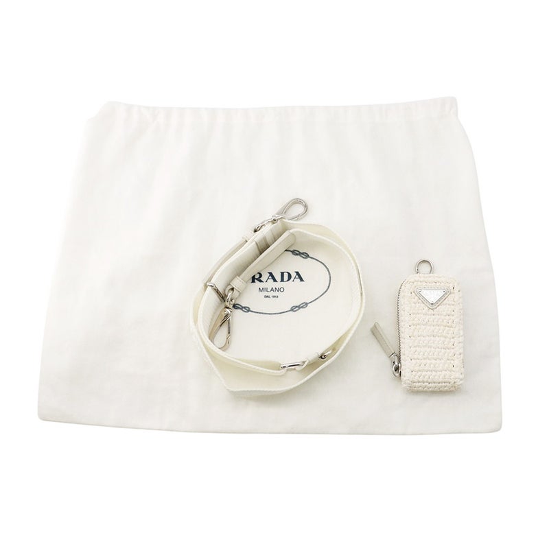 プラダ ショルダーバッグ トライアングル ラフィア 1BH190 PRADA 白
