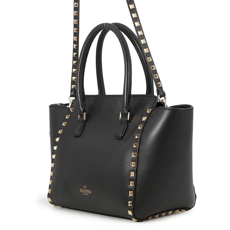 ヴァレンティノ・ガラヴァーニ ハンドバッグ ロックスタッズ レザー VALENTINO 2way 黒