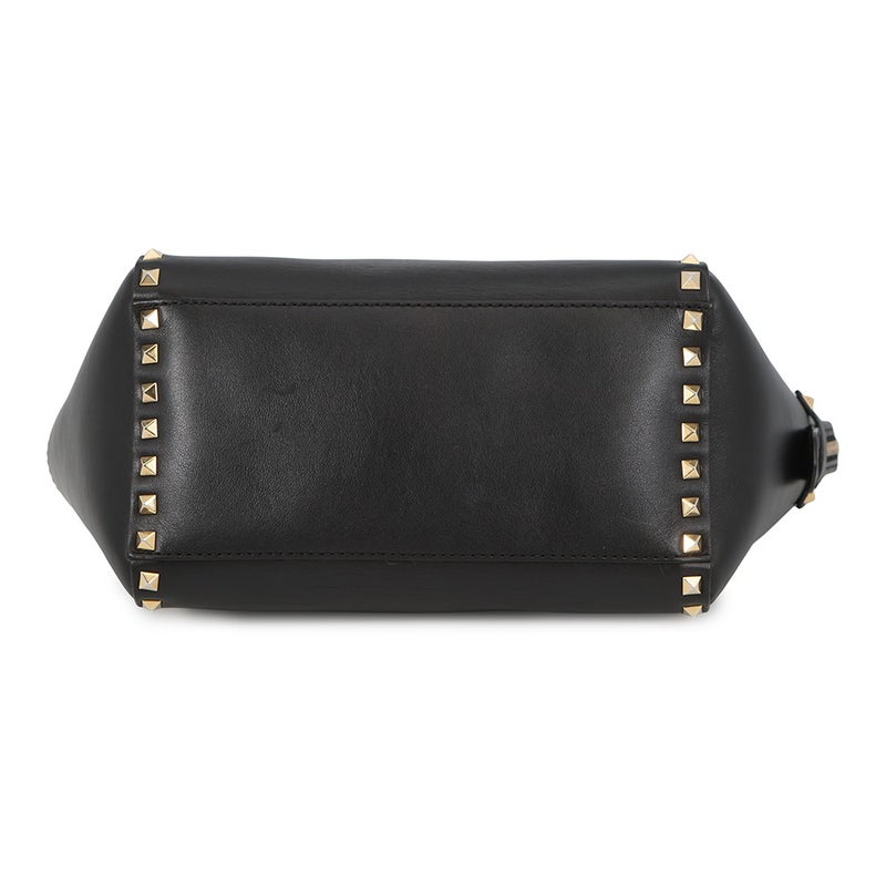 ヴァレンティノ・ガラヴァーニ ハンドバッグ ロックスタッズ レザー VALENTINO 2way 黒