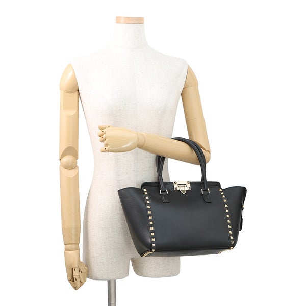 ヴァレンティノ・ガラヴァーニ ハンドバッグ ロックスタッズ レザー VALENTINO 2way 黒