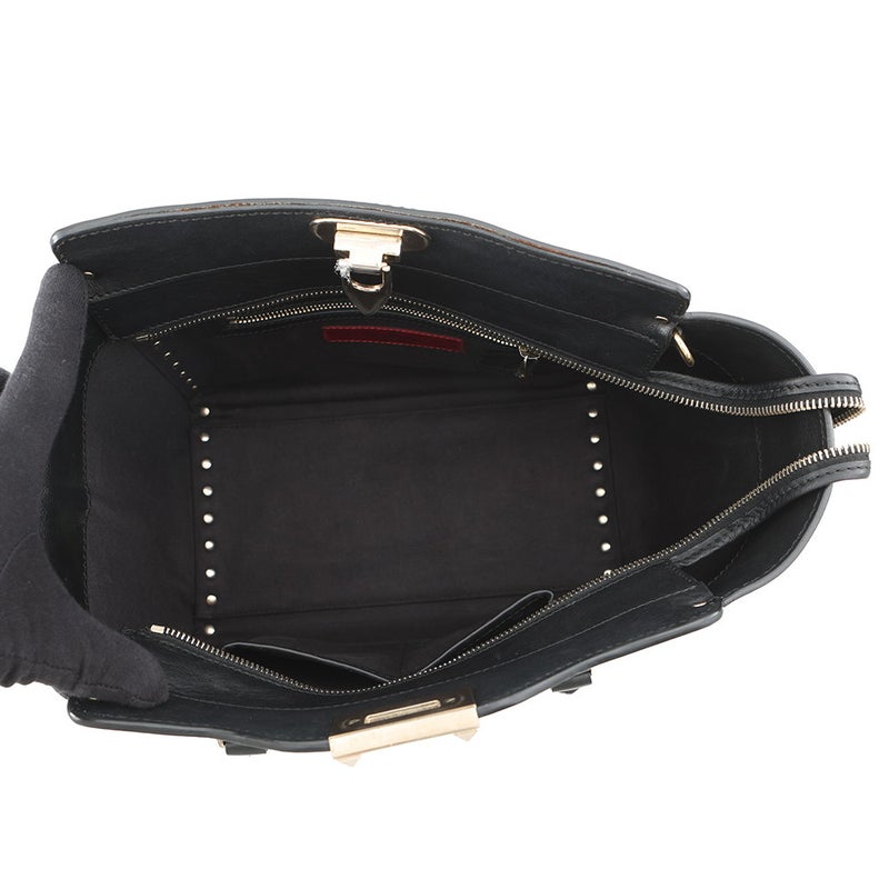 ヴァレンティノ・ガラヴァーニ ハンドバッグ ロックスタッズ レザー VALENTINO 2way 黒