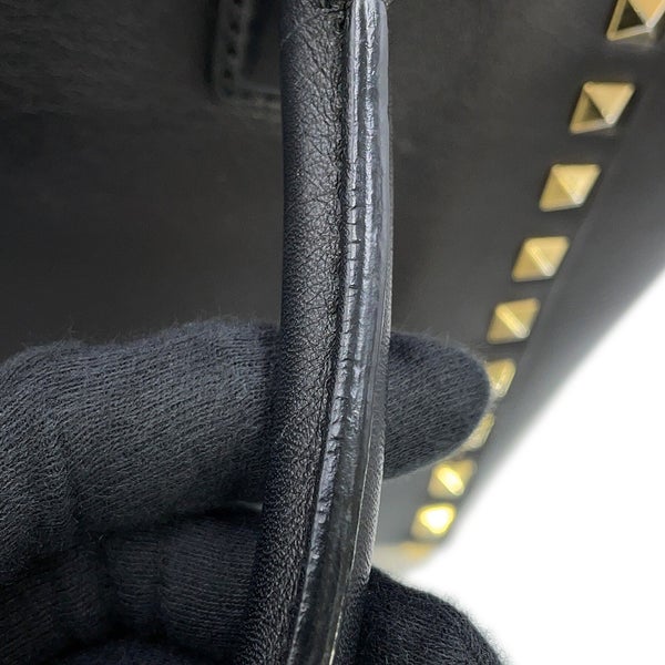 ヴァレンティノ・ガラヴァーニ ハンドバッグ ロックスタッズ レザー VALENTINO 2way 黒