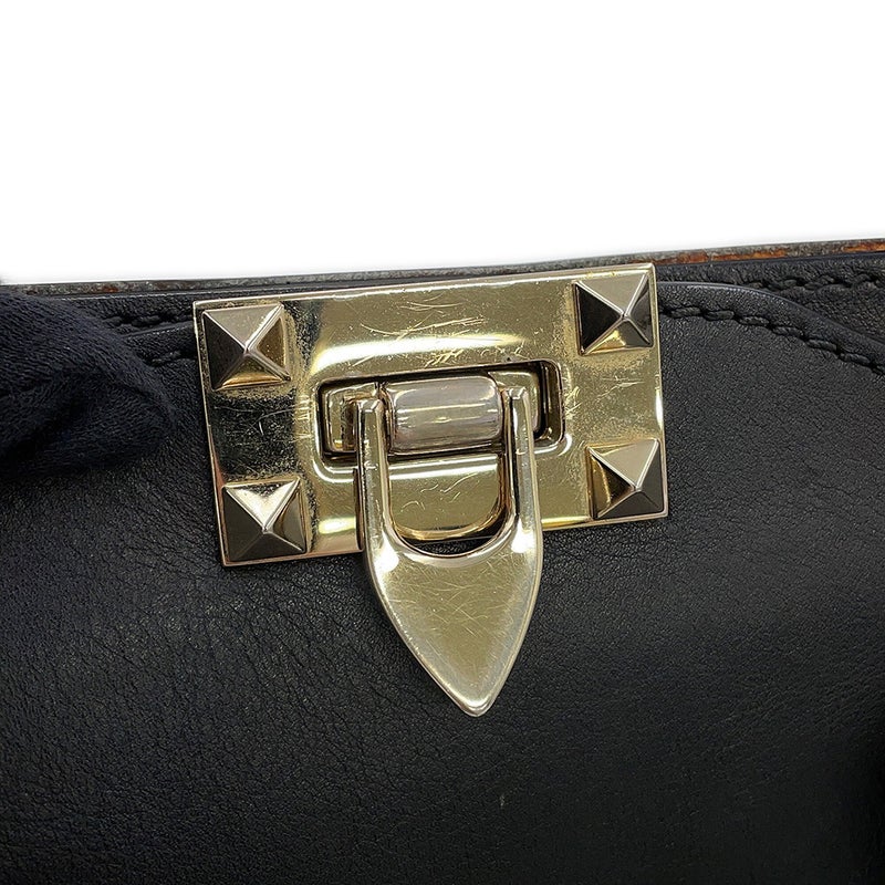 ヴァレンティノ・ガラヴァーニ ハンドバッグ ロックスタッズ レザー VALENTINO 2way 黒