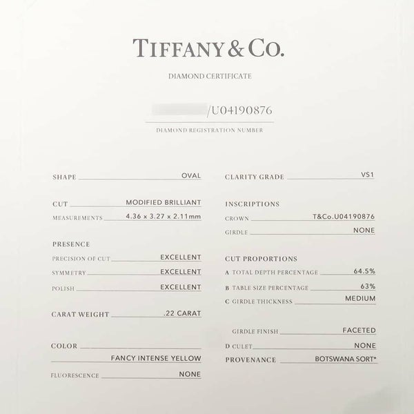 ティファニー ネックレス ソレスト イエローダイヤ ダイヤモンド 0.22ct Pt950 44131336 Tiffany&Co. 鑑定書付き ペンダント