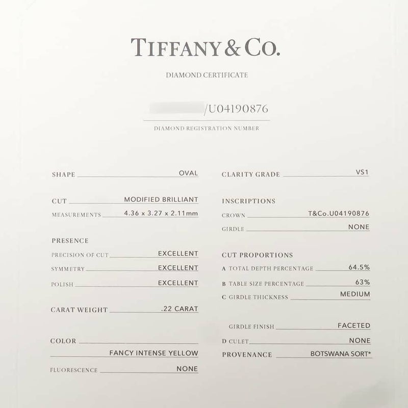 ティファニー ネックレス ソレスト イエローダイヤ ダイヤモンド 0.22ct Pt950 44131336 Tiffany&Co. 鑑定書付き ペンダント