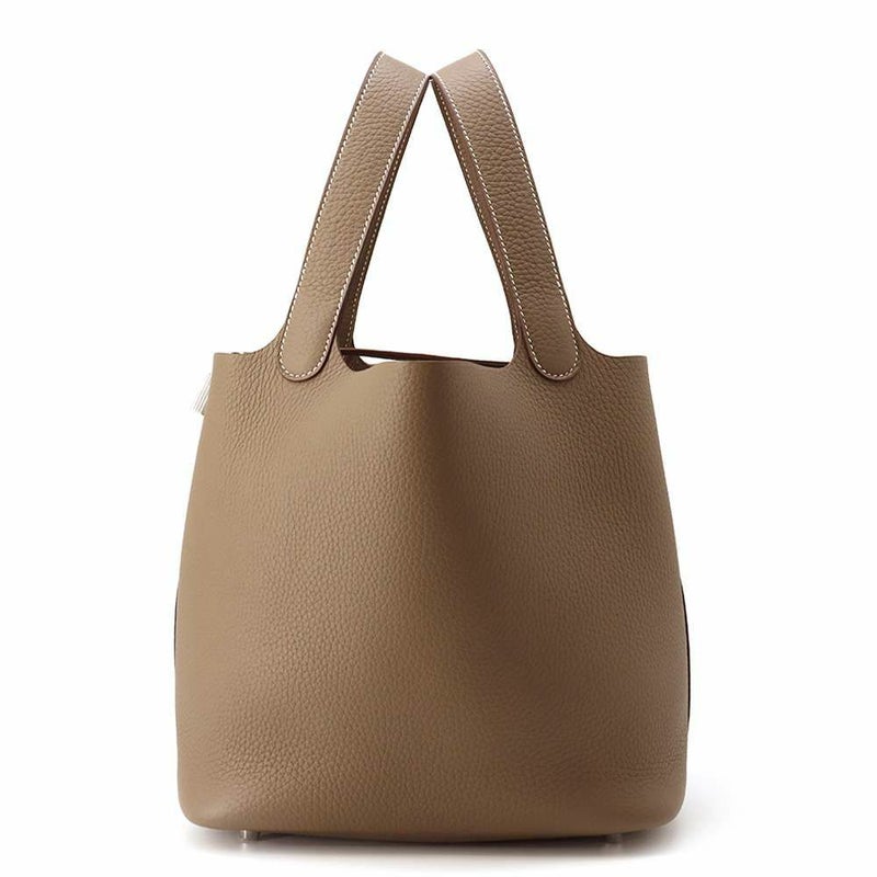 エルメス ハンドバッグ ピコタンロックMM エトゥープ/シルバー金具 トリヨンクレマンス K刻印