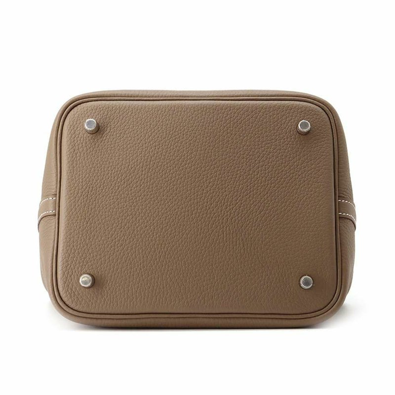 エルメス ハンドバッグ ピコタンロックMM エトゥープ/シルバー金具 トリヨンクレマンス K刻印