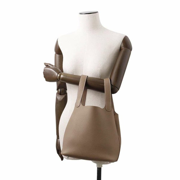 エルメス ハンドバッグ ピコタンロックMM エトゥープ/シルバー金具 トリヨンクレマンス K刻印