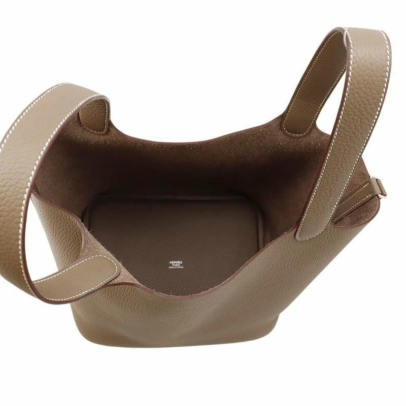 エルメス ハンドバッグ ピコタンロックMM エトゥープ/シルバー金具 トリヨンクレマンス K刻印