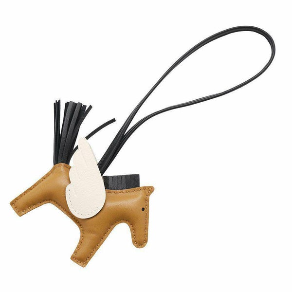 エルメス バッグチャーム ロデオPM ペガサス チャイ/クレ/ブラック ラムスキン W刻印 黒