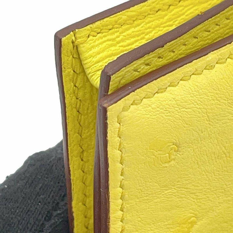 エルメス 長財布 ベアンスフレ ジョーヌシトロン/シルバー金具 オーストリッチ U刻印 HERMES 財布