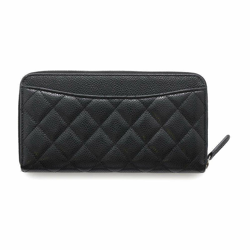 シャネル 長財布 クラシック ロング ジップ ウォレット マトラッセ ココマーク キャビアスキン AP0242 CHANEL 黒