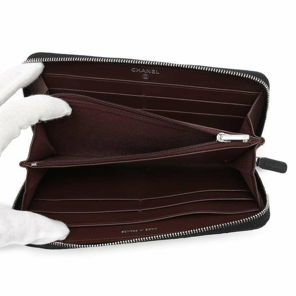 シャネル 長財布 クラシック ロング ジップ ウォレット マトラッセ ココマーク キャビアスキン AP0242 CHANEL 黒