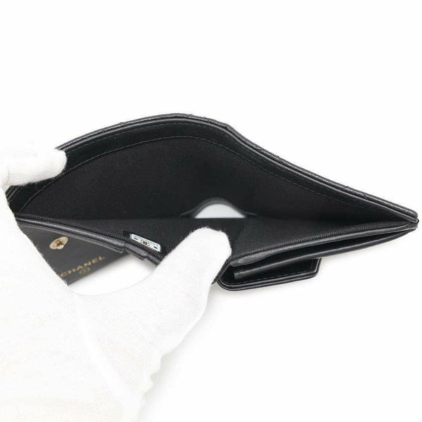 シャネル 二つ折り財布 マトラッセ ココマーク キャビアスキン AP3055 CHANEL 財布 黒