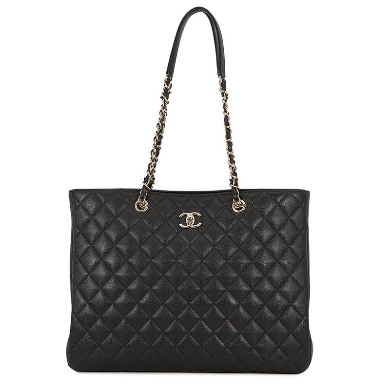 シャネル チェーントートバッグ マトラッセ ココマーク ラージ ショッピング キャビアスキン A91046 CHANEL 黒