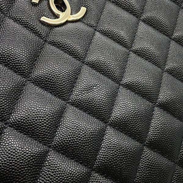 シャネル チェーントートバッグ マトラッセ ココマーク ラージ ショッピング キャビアスキン A91046 CHANEL 黒
