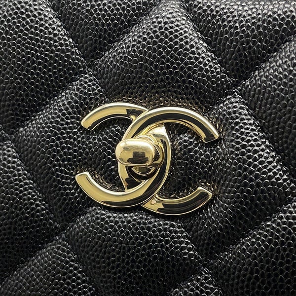 シャネル チェーントートバッグ マトラッセ ココマーク ラージ ショッピング キャビアスキン A91046 CHANEL 黒
