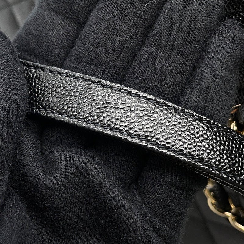 シャネル チェーントートバッグ マトラッセ ココマーク ラージ ショッピング キャビアスキン A91046 CHANEL 黒