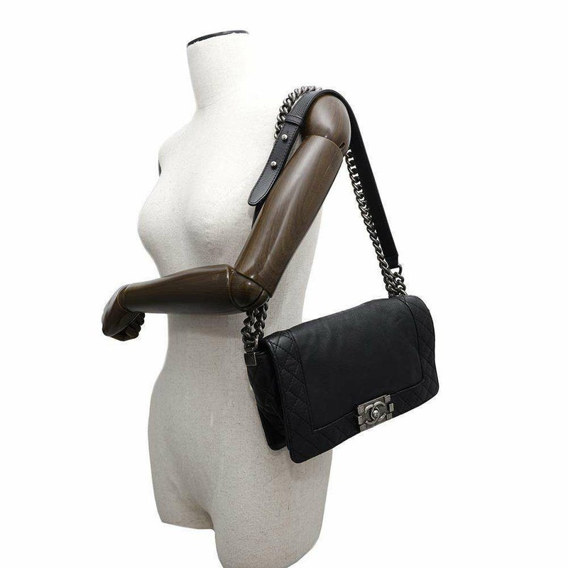 シャネル チェーンショルダーバッグ ボーイシャネル ココマーク ラムスキン CHANEL BAG 2wayバッグ 黒