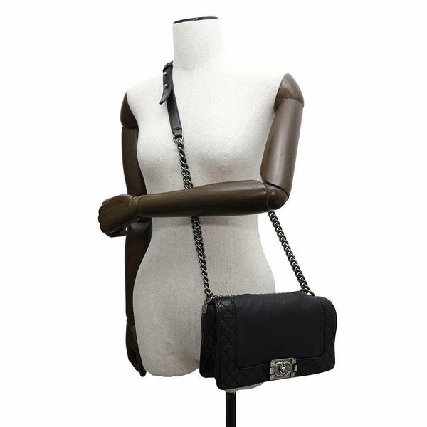 シャネル チェーンショルダーバッグ ボーイシャネル ココマーク ラムスキン CHANEL BAG 2wayバッグ 黒
