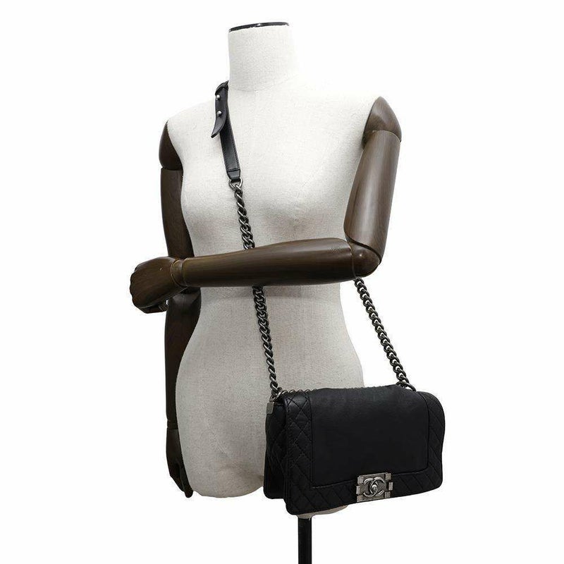 シャネル チェーンショルダーバッグ ボーイシャネル ココマーク ラムスキン CHANEL BAG 2wayバッグ 黒