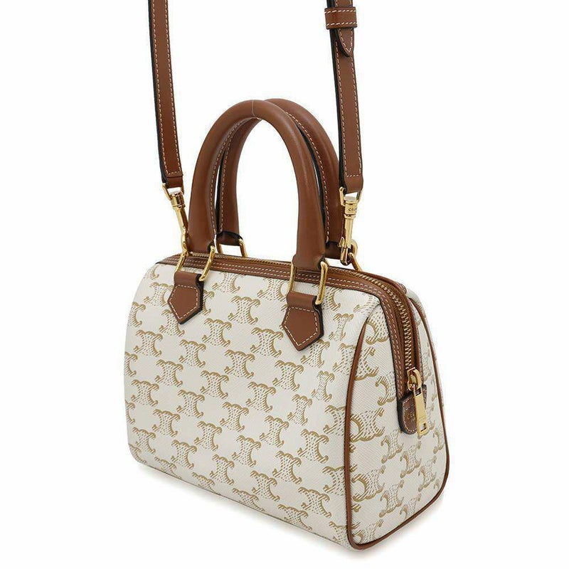 セリーヌ ハンドバッグ トリオンフ スモール ボストン  レザー 113772CAS.01BC CELINE ショルダーバッグ 白