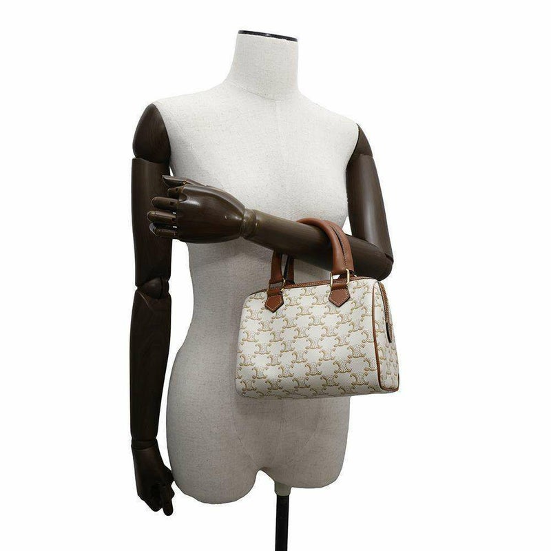 セリーヌ ハンドバッグ トリオンフ スモール ボストン  レザー 113772CAS.01BC CELINE ショルダーバッグ 白