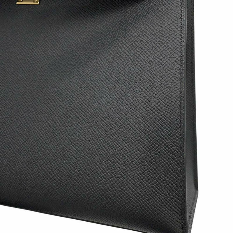 エルメス ハンドバッグ ケリー25 外縫い ブラック/ゴールド金具 エプソン B刻印 2wayショルダー 黒