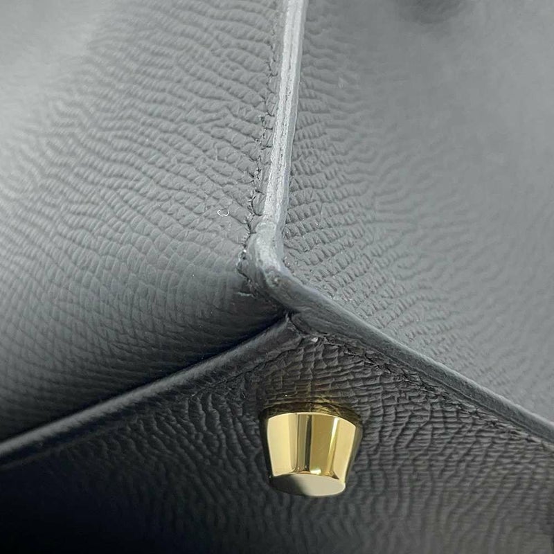 エルメス ハンドバッグ ケリー25 外縫い ブラック/ゴールド金具 エプソン B刻印 2wayショルダー 黒