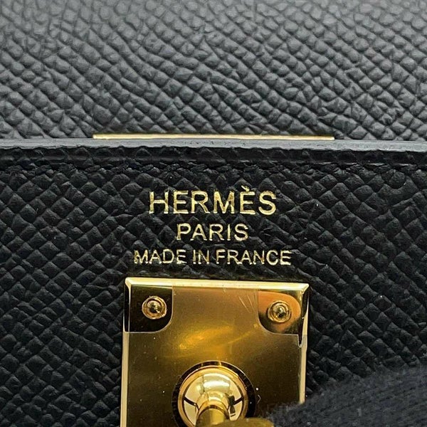 エルメス ハンドバッグ ケリー25 外縫い ブラック/ゴールド金具 エプソン B刻印 2wayショルダー 黒