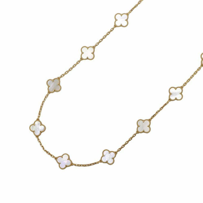 ヴァンクリーフ&アーペル ネックレス ヴィンテージ アルハンブラ ネックレス 10モチーフ マザーオブパール K18YG VCARA42700