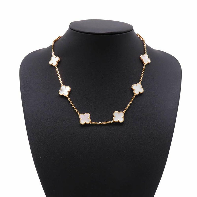 ヴァンクリーフ&アーペル ネックレス ヴィンテージ アルハンブラ ネックレス 10モチーフ マザーオブパール K18YG VCARA42700