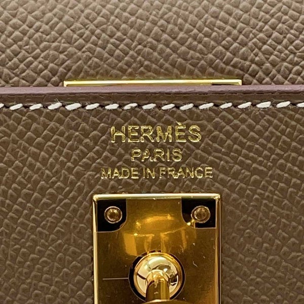 エルメス ハンドバッグ ケリー25 外縫い エトゥープ/ゴールド金具 エプソン B刻印 2wayショルダー