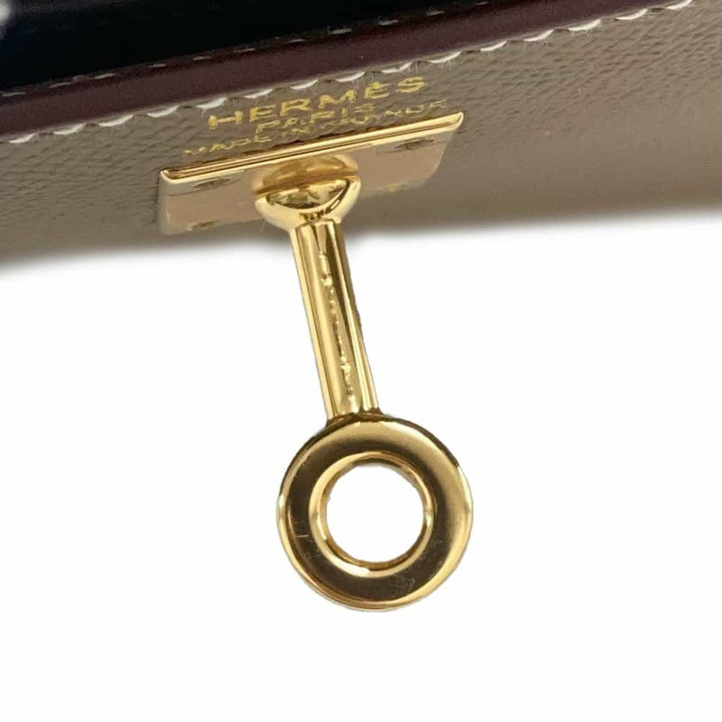 エルメス ハンドバッグ ケリー25 外縫い エトゥープ/ゴールド金具 エプソン B刻印 2wayショルダー