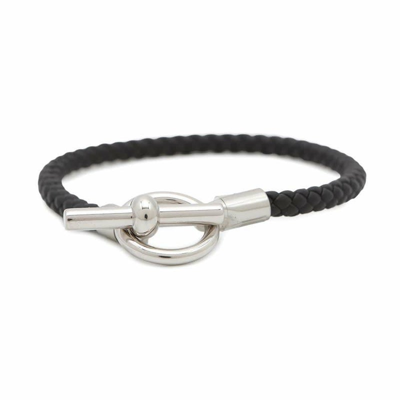 エルメス ブレスレット グレナン ブラック/シルバー金具 スイフト サイズT5 HERMES アクセサリー メンズ 黒