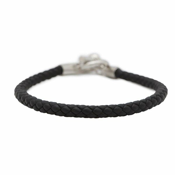 エルメス ブレスレット グレナン ブラック/シルバー金具 スイフト サイズT5 HERMES アクセサリー メンズ 黒