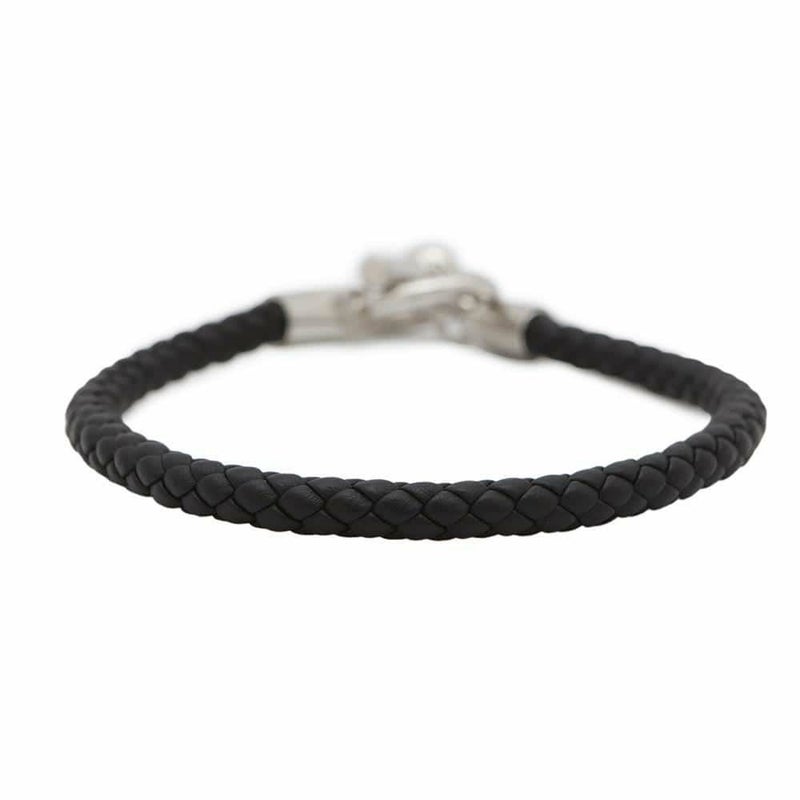 エルメス ブレスレット グレナン ブラック/シルバー金具 スイフト サイズT5 HERMES アクセサリー メンズ 黒