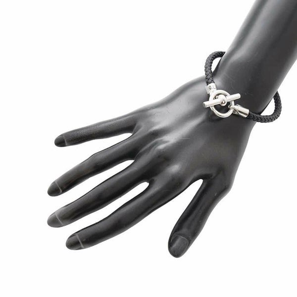 エルメス ブレスレット グレナン ブラック/シルバー金具 スイフト サイズT5 HERMES アクセサリー メンズ 黒