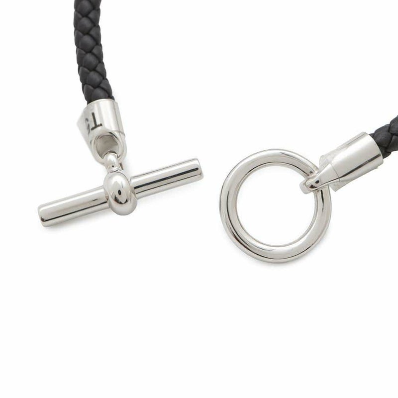 エルメス ブレスレット グレナン ブラック/シルバー金具 スイフト サイズT5 HERMES アクセサリー メンズ 黒