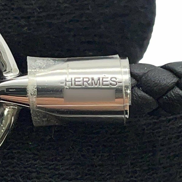 エルメス ブレスレット グレナン ブラック/シルバー金具 スイフト サイズT5 HERMES アクセサリー メンズ 黒