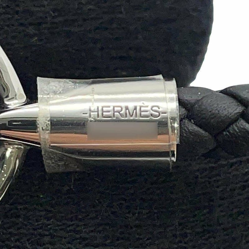 エルメス ブレスレット グレナン ブラック/シルバー金具 スイフト サイズT5 HERMES アクセサリー メンズ 黒