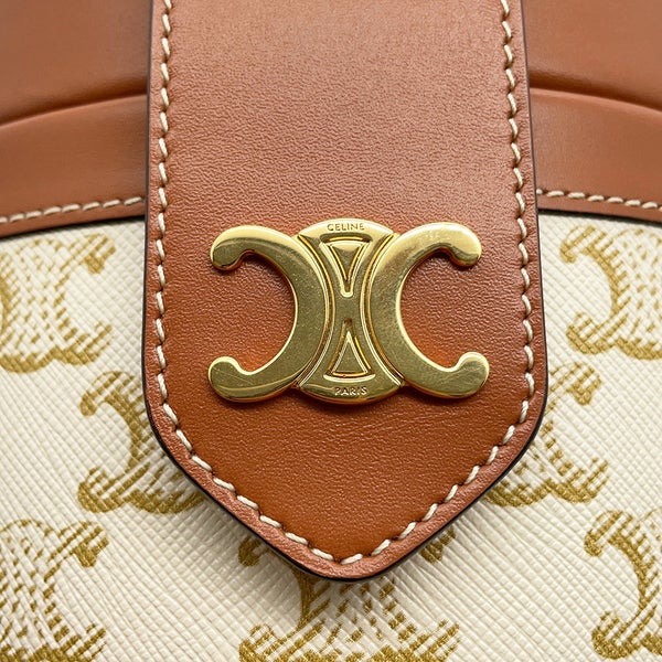セリーヌ ショルダーバッグ トリオンフ タンブール ミディアム /レザー 195192 CELINE バッグ 白