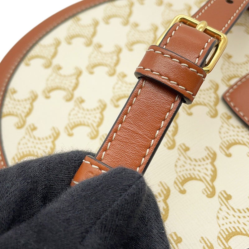 セリーヌ ショルダーバッグ トリオンフ タンブール ミディアム /レザー 195192 CELINE バッグ 白