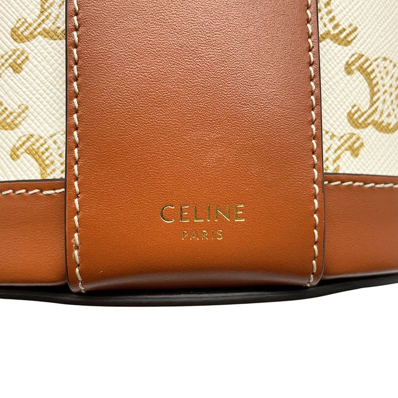 セリーヌ ショルダーバッグ トリオンフ タンブール ミディアム /レザー 195192 CELINE バッグ 白